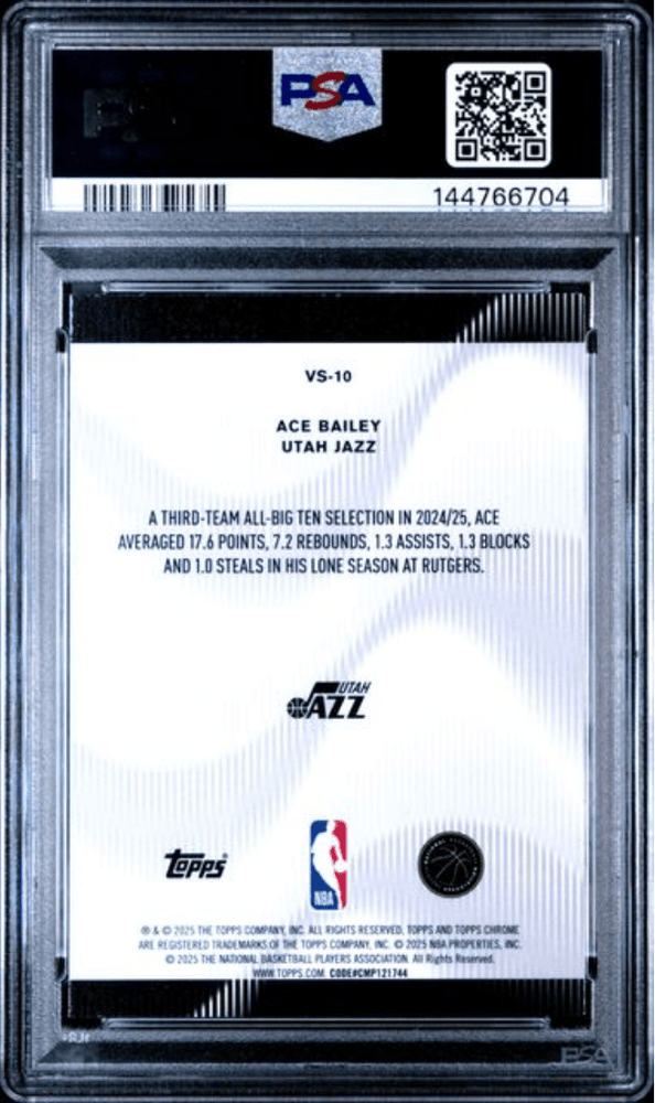 Graded 2025 Topps Chrome Ace Bailey #VS10 Voices Rookie RC Basketball Card PSA 10 Gem Mint