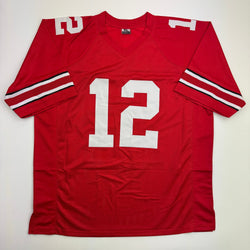 Autographed/Signed Denzel Ward Ohio State Red College Football Jersey Beckett BAS COA