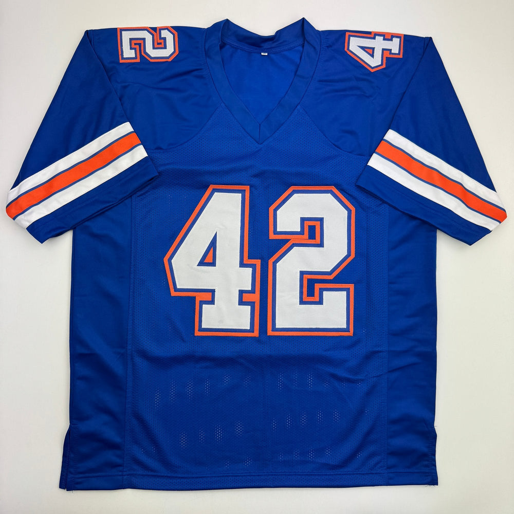 Autographed/Signed Javon Kearse Florida Blue College Football Jersey Beckett BAS COA