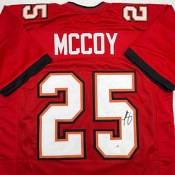 Autographed/Signed LeSean McCoy Tampa Bay Red Football Jersey JSA COA
