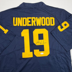 Autographed/Signed Bryce Underwood Michigan Blue College Football Jersey JSA COA