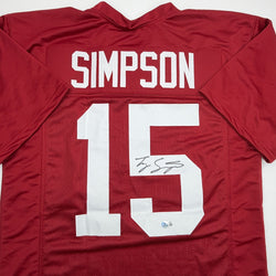 Autographed/Signed Tyler Ty Simpson Alabama Red College Football Jersey Beckett BAS COA (ONLINE ORDER ONLY)
