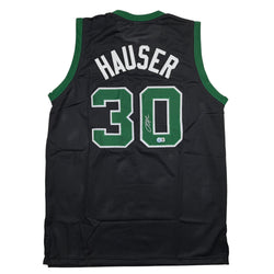 Autographed/Signed Sam Hauser Boston Black Basketball Jersey Beckett BAS COA