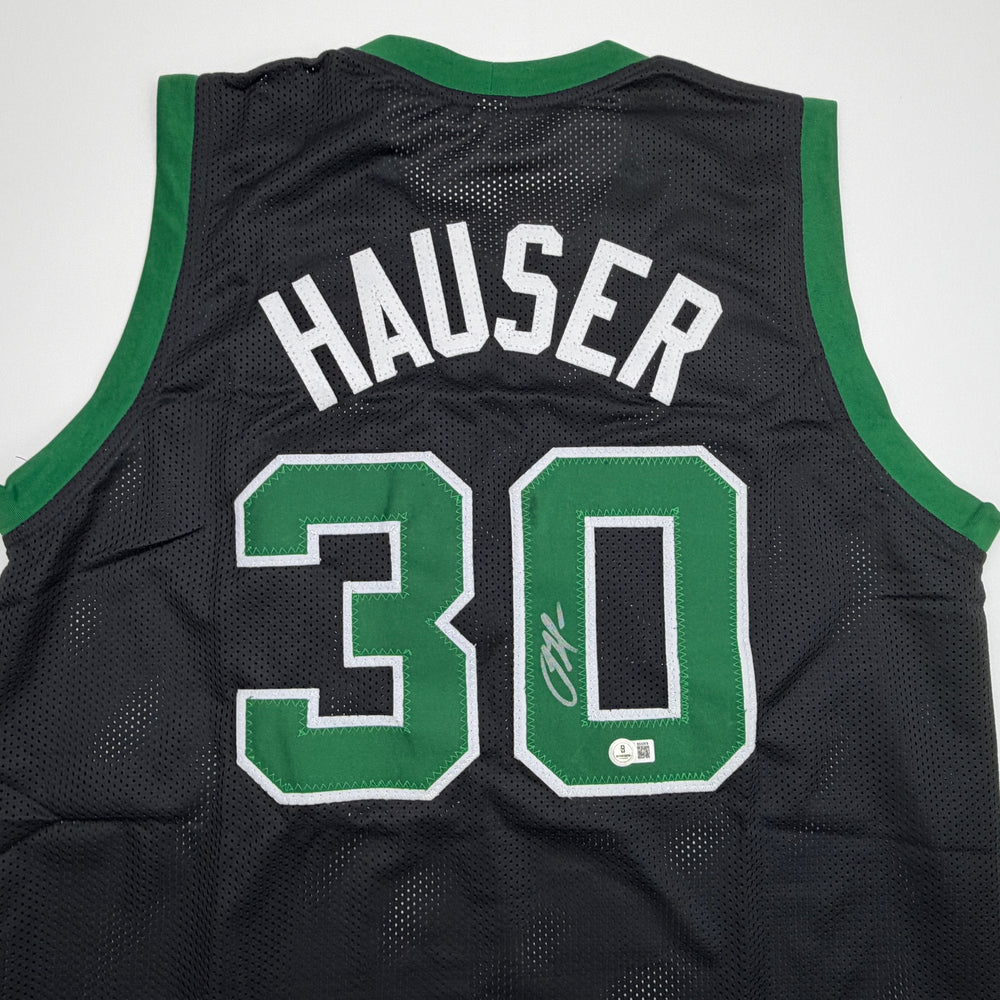 Autographed/Signed Sam Hauser Boston Black Basketball Jersey Beckett BAS COA