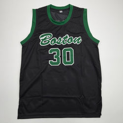 Autographed/Signed Sam Hauser Boston Black Basketball Jersey Beckett BAS COA