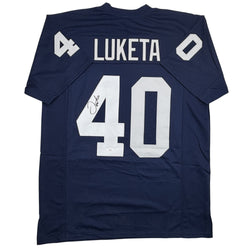 Autographed/Signed Jesse Luketa Penn State Blue College Football Jersey JSA COA