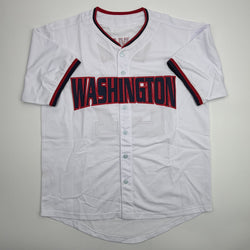 Autographed/Signed Jake Irvin Washington White Baseball Jersey JSA COA