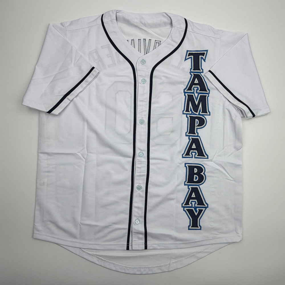 Autographed/Signed Garrett Cleavinger Tampa Bay White Baseball Jersey JSA COA
