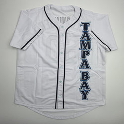 Autographed/Signed Garrett Cleavinger Tampa Bay White Baseball Jersey JSA COA