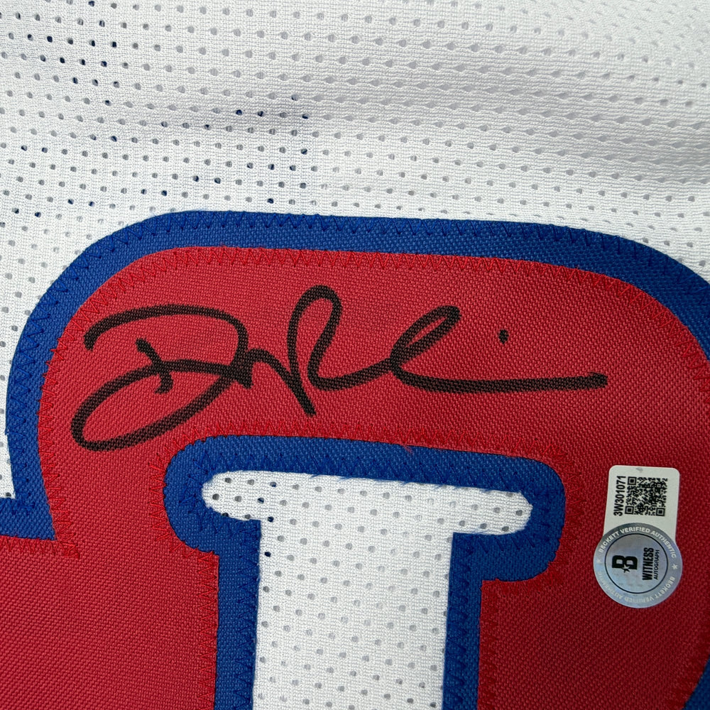 Autographed/Signed Duncan Robinson Detroit White Basketball Jersey Beckett BAS COA