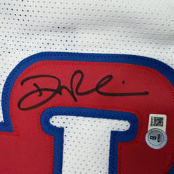 Autographed/Signed Duncan Robinson Detroit White Basketball Jersey Beckett BAS COA