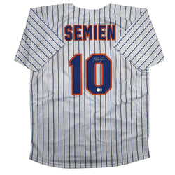 Autographed/Signed Marcus Semien New York Pinstripe Baseball Jersey Beckett BAS COA