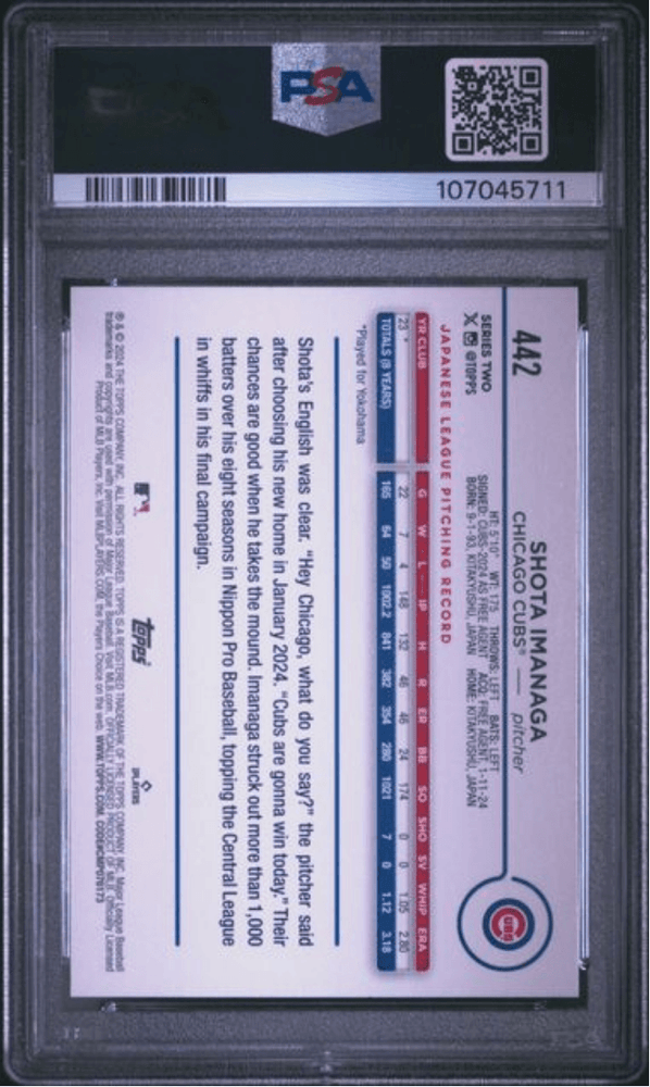 Graded 2024 Topps Shota Imanaga #442 ASG Exclusive Rookie RC Baseball Card PSA 10 Gem Mint