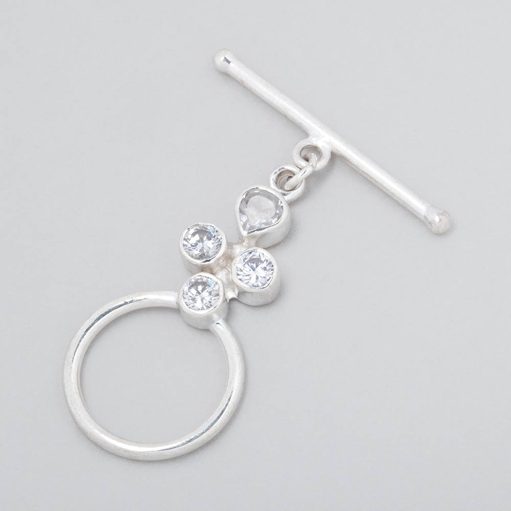 32x18mm Sterling Silver Bezel CZ Toggle 1 piece (ONLINE ORDER ONLY)