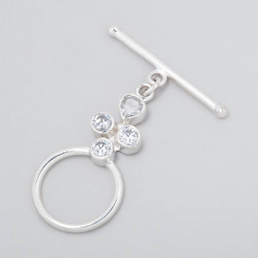 32x18mm Sterling Silver Bezel CZ Toggle 1 piece (ONLINE ORDER ONLY)