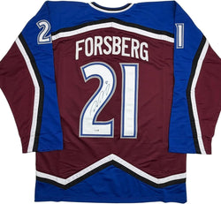 Autographed/Signed Peter Forsberg Colorado Maroon Hockey Jersey JSA COA