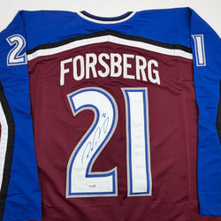 Autographed/Signed Peter Forsberg Colorado Maroon Hockey Jersey JSA COA