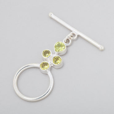 32x18mm Sterling Silver Bezel Yellow and Green CZ Toggle 1 piece (ONLINE ORDER ONLY)