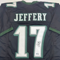 Autographed/Signed Alshon Jeffery Philadelphia Black Football Jersey Beckett BAS COA