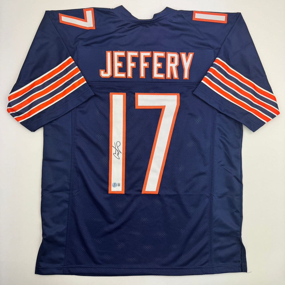 Autographed/Signed Alshon Jeffery Chicago Blue Football Jersey Beckett BAS COA