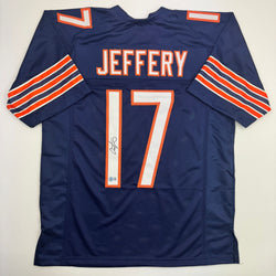 Autographed/Signed Alshon Jeffery Chicago Blue Football Jersey Beckett BAS COA