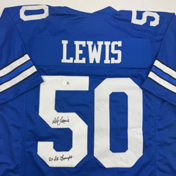 Autographed/Signed D.D. DD Lewis "2x SB Champs" Dallas Retro Blue Football Jersey Beckett BAS COA