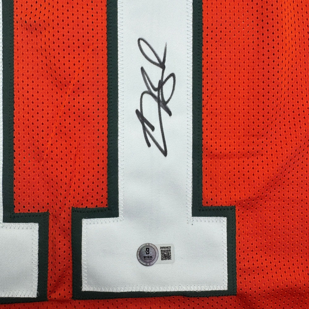 Autographed/Signed Carson Beck Miami Orange College Football Jersey Beckett BAS COA