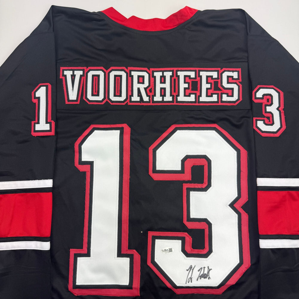Autographed/Signed Kane Hodder Jason Voorhees Friday The 13th Black Movie Jersey JSA COA