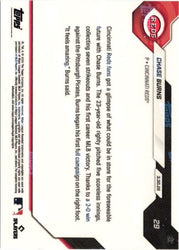 2026 Chase Burns #29 Orange Foil /25 Young Fireballer Secures 1st Career MLB Victory Cincinnati Reds Rookie RC Baseball Card