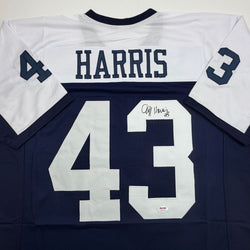 Autographed/Signed Cliff Harris Dallas Thanksgiving Day Football Jersey PSA/DNA COA