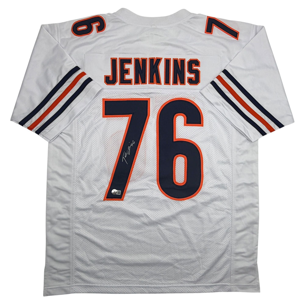 Autographed/Signed Teven Jenkins Chicago White Football Jersey Beckett BAS COA