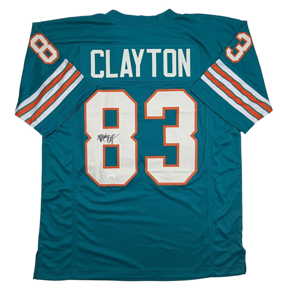 Autographed/Signed Mark Clayton Miami Teal Football Jersey JSA COA (ONLINE ORDER ONLY)