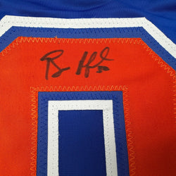 Autographed/Signed Bill Ranford Edmonton Blue Hockey Jersey JSA COA