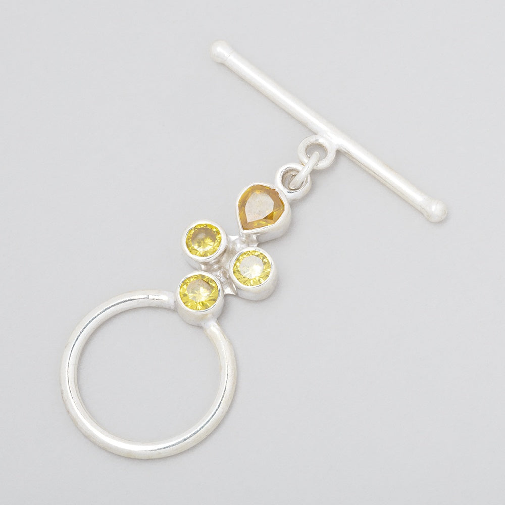 32x18mm Sterling Silver Bezel Yellow CZ Toggle 1 piece (ONLINE ORDER ONLY)