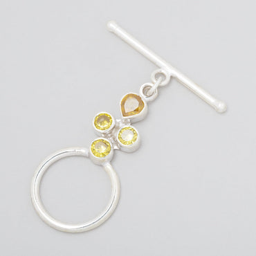 32x18mm Sterling Silver Bezel Yellow CZ Toggle 1 piece (ONLINE ORDER ONLY)