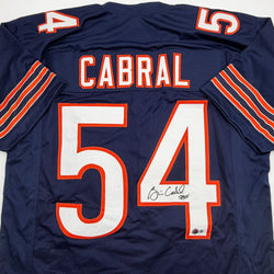 Autographed/Signed Brian Cabral Chicago Blue Football Jersey Beckett BAS COA