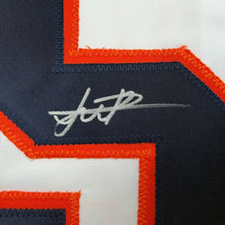 Autographed/Signed Framber Valdez Houston White Baseball Jersey Beckett BAS COA