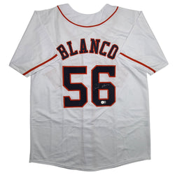 Autographed/Signed Ronel Blanco Houston White Baseball Jersey Beckett BAS COA