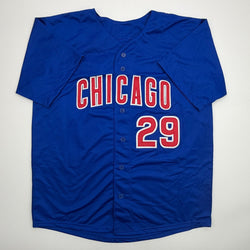 Autographed/Signed Michael Busch Chicago Blue Baseball Jersey Beckett BAS COA (ONLINE ORDER ONLY)