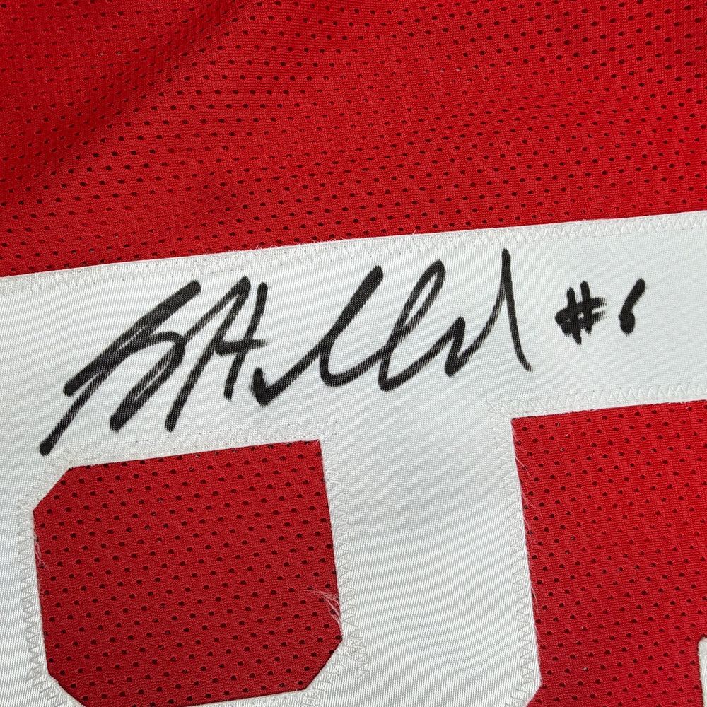 Autographed/Signed Sam Hubbard Ohio State Red College Football Jersey JSA COA