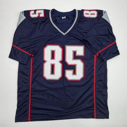 Autographed/Signed Jermaine Wiggins SB 36 Champs New England Blue Football Jersey JSA COA