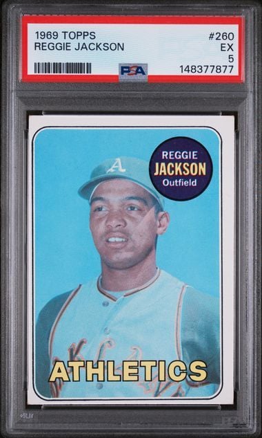 Graded 1969 Topps Reggie Jackson #260 Rookie RC Baseball Card PSA 5 Excellent