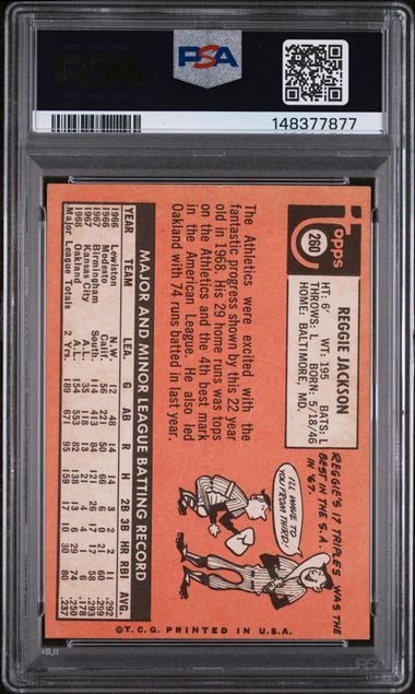 Graded 1969 Topps Reggie Jackson #260 Rookie RC Baseball Card PSA 5 Excellent