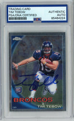 Graded 2010 Topps Chrome Tim Tebow #C100 Signed Autographed Football Trading Card PSA/DNA Authentic