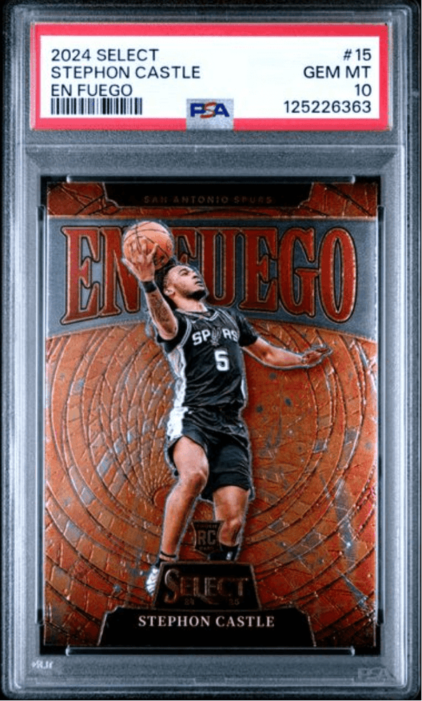 Graded 2024 Panini Select Stephon Castle #15 En Fuego Rookie RC Basketball Card PSA 10 Gem Mint