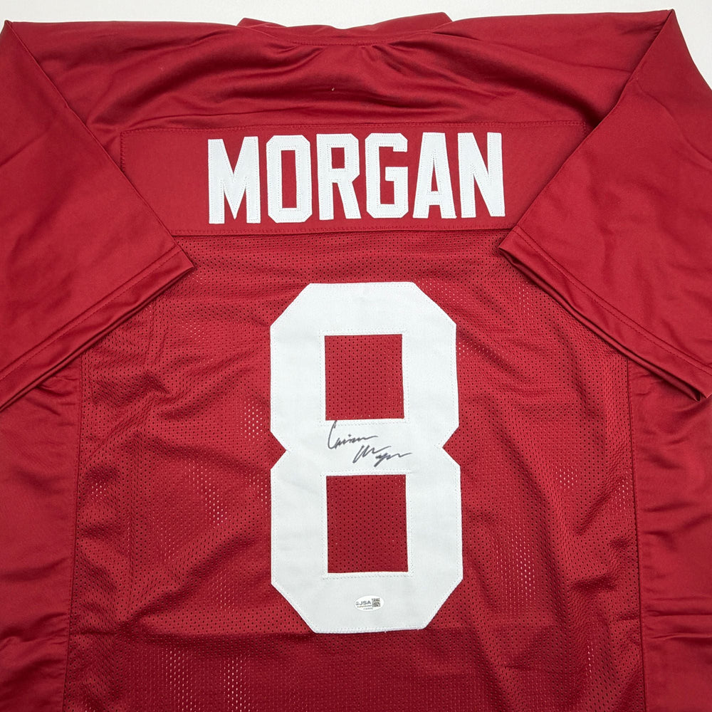 Autographed/Signed Cederian Morgan Alabama Red College Football Jersey JSA COA