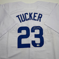 Autographed/Signed Kyle Tucker Los Angeles White Baseball Jersey JSA COA