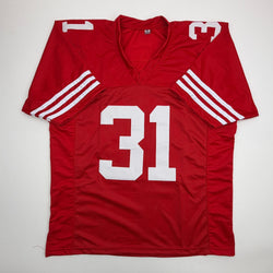 Autographed/Signed Isaac Guerendo San Francisco Red Football Jersey Beckett BAS COA