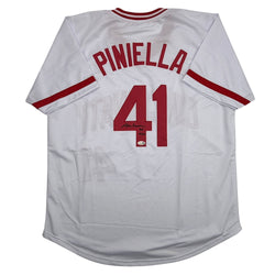 Autographed/Signed Lou Piniella 90 WSC Cincinnati White Baseball Jersey JSA COA