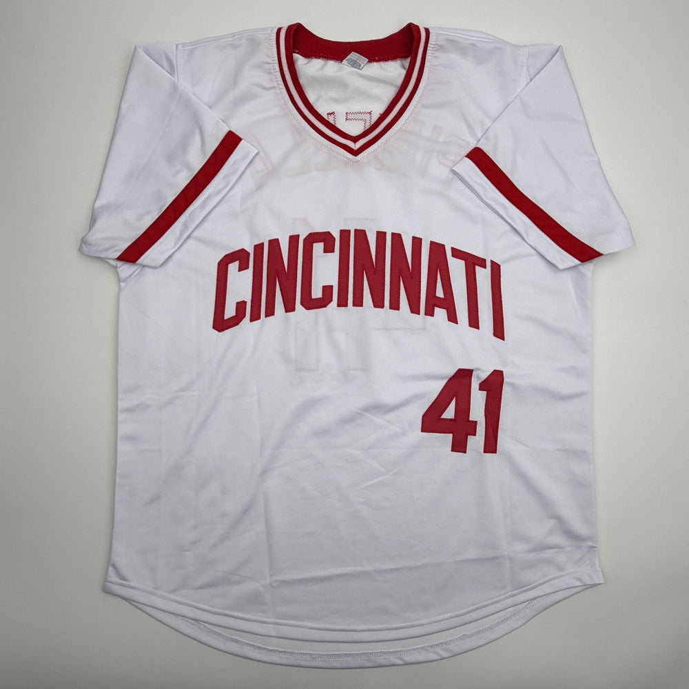 Autographed/Signed Lou Piniella 90 WSC Cincinnati White Baseball Jersey JSA COA